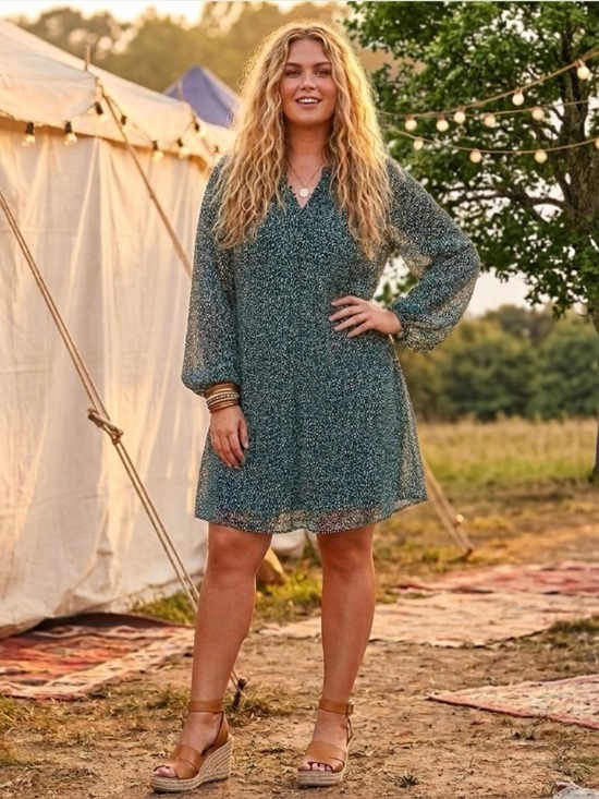 Joie Tops - Joie Dress size XL Green & White Polka Dot Arctic Mid Balloon Sleeve Boho 90’s